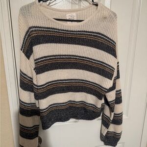 Billabong Women's Striped Sweater - Cream, Black, Brown